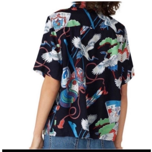 Re/Done Hawaiian crane Japanese Tsuru button down shirt size Small - Picture 2 of 7